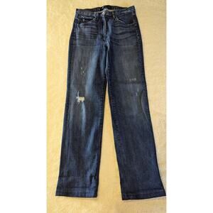 3x1 DENIM NYC Bootcut Whiskering‎ Distress High Waist Dark Wash Jeans Size 27